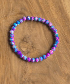 Kralenarmband blauw, paars is handgemaakt