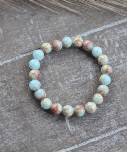 Natuursteenarmband met prachtige blauw en beige kleuren