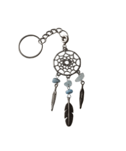 Sleutelhanger dromenvanger met aquamarijn spil