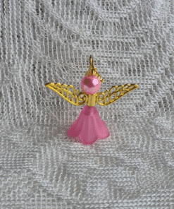 Geluksengeltje roze filigraan om cadeau te geven.