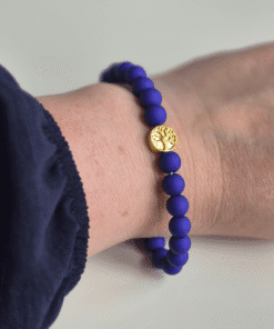 Kralenarmband blauw met levensboom om cadeau te geven