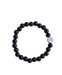 Onze kralenarmband met levensboom zwart is handgemaakt