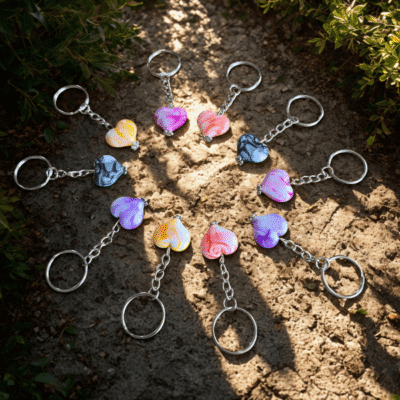 Sleutelhangers met hartjes in verschillende kleuren