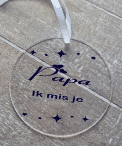 Hanger Papa ik mis je van rond acryl en bedrukt
