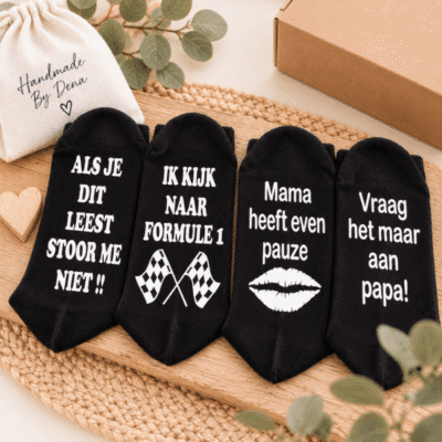 Sokken met tekst met de hand bedrukt
