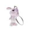 Sleutelhanger hondje toby in lila/roze op een witte achtergrond