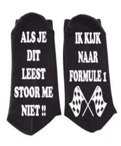 Zwarte sokken met tekst stoor me niet ik kijk Formule 1