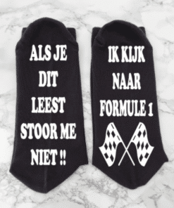Sokken met tekst als je dit leest stoor me niet ik kijk naar Formule 1